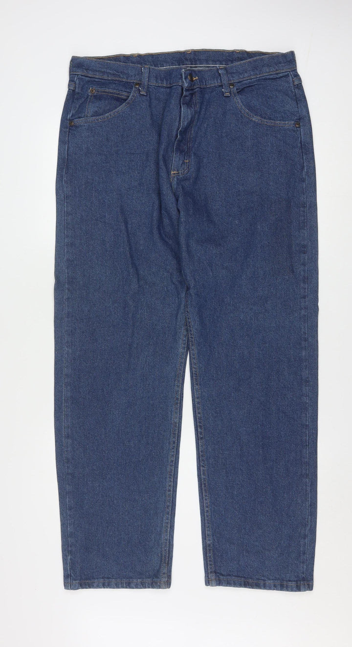 Wrangler Men's Blue Straight Leg Denim Jeans 36x30 Regular Fit