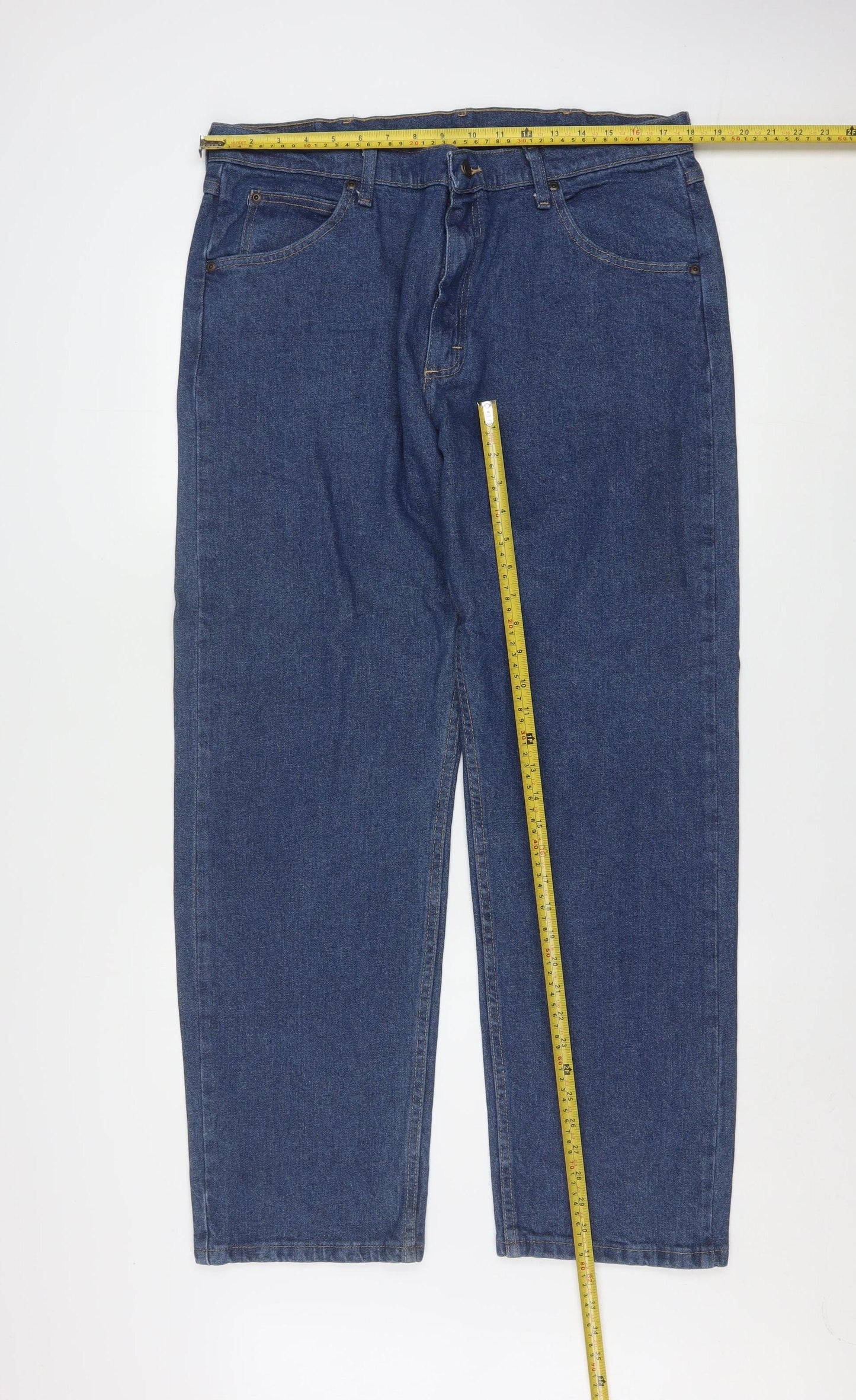 Wrangler Men's Blue Straight Leg Denim Jeans 36x30 Regular Fit