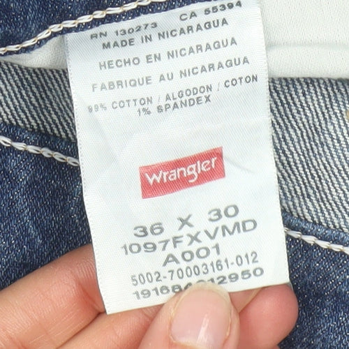 Wrangler Men's Blue Straight Leg Denim Jeans 36x30 Regular Fit