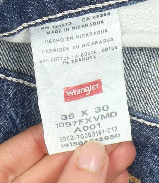 Wrangler Men's Blue Straight Leg Denim Jeans 36x30 Regular Fit