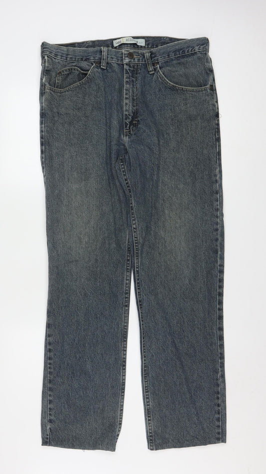 Lee Men's Blue Regular Fit Straight Denim Jeans 34W x 32L