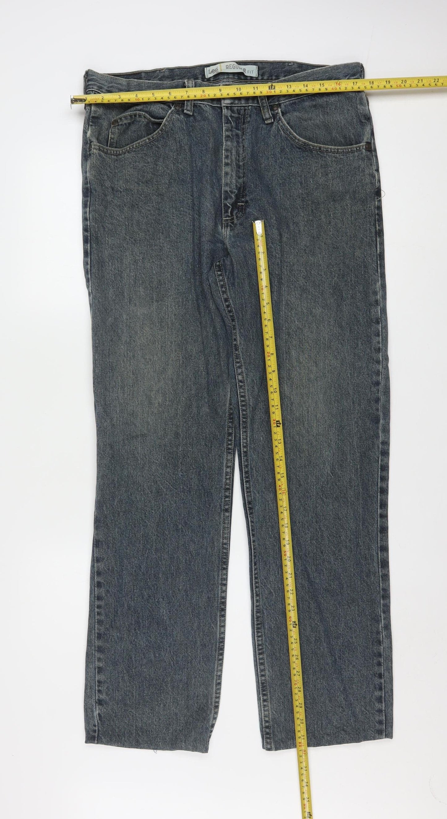 Lee Men's Blue Regular Fit Straight Denim Jeans 34W x 32L