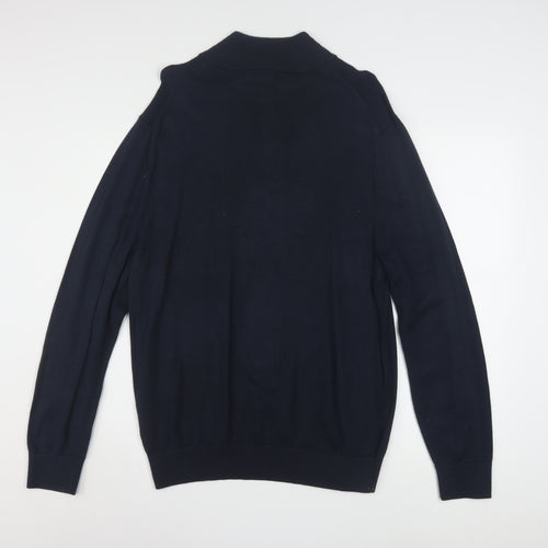 Nautica Men's Blue 1/4 Zip High Neck Cotton Blend Jumper L