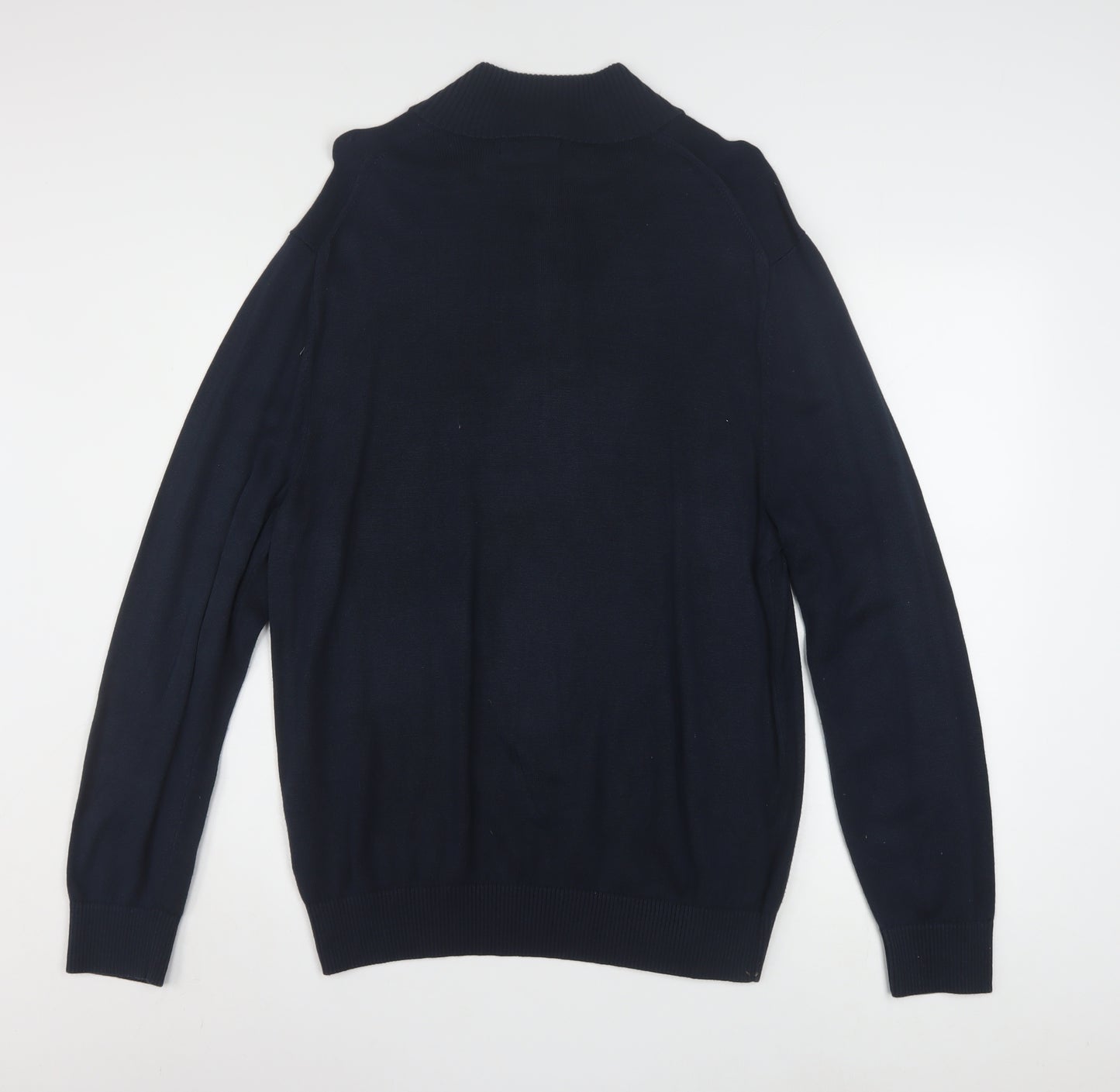 Nautica Men's Blue 1/4 Zip High Neck Cotton Blend Jumper L