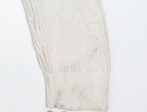 Nautica Men's White Cotton Cable-Knit Crew Neck Jumper XL