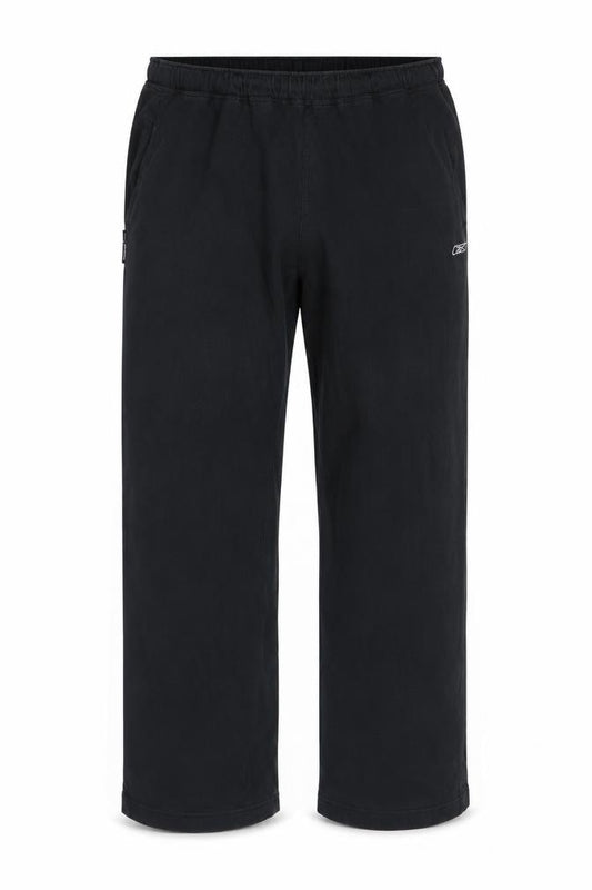 Front view of Reebok men’s black xl track pants lightweight sports trousers