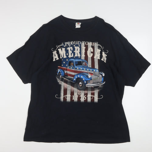 Fruit of the Loom Men's Black Proud to be American Graphic T-Shirt XXL