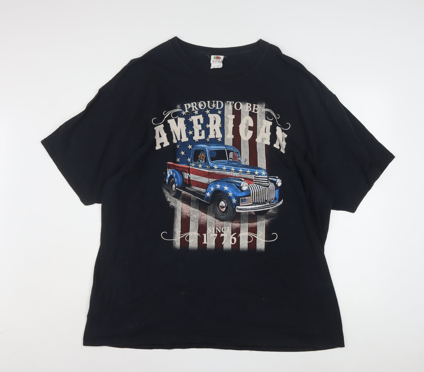 Fruit of the Loom Men's Black Proud to be American Graphic T-Shirt XXL