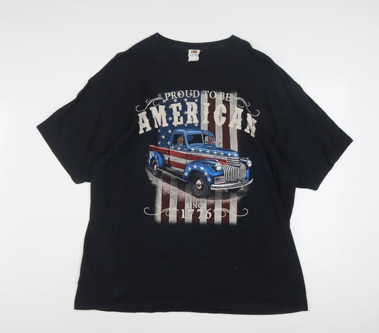 Fruit of the Loom Men's Black Proud to be American Graphic T-Shirt XXL