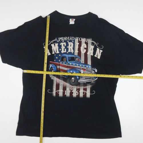 Fruit of the Loom Men's Black Proud to be American Graphic T-Shirt XXL
