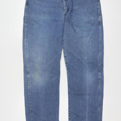 Wrangler Men Blue 36x32 Straight Leg Denim Jeans Regular Fit
