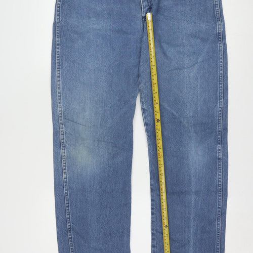 Wrangler Men Blue 36x32 Straight Leg Denim Jeans Regular Fit