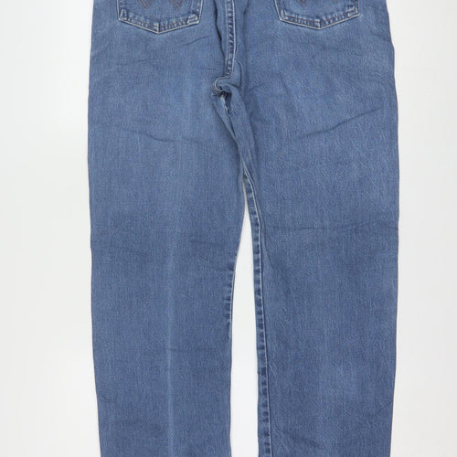 Wrangler Men Blue 36x32 Straight Leg Denim Jeans Regular Fit