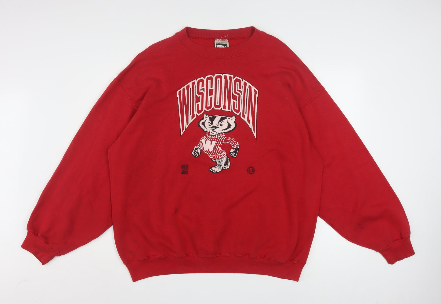 Tultex Mens Red 2XL Wisconsin Pullover Sweatshirt Vintage USA