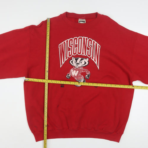 Tultex Mens Red 2XL Wisconsin Pullover Sweatshirt Vintage USA