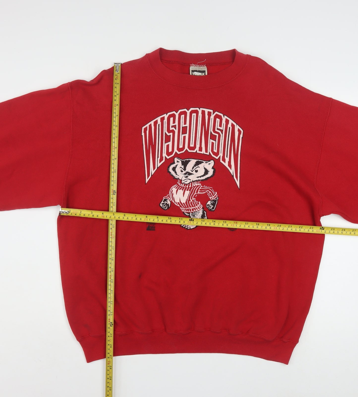 Tultex Mens Red 2XL Wisconsin Pullover Sweatshirt Vintage USA
