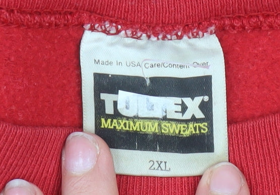 Tultex Mens Red 2XL Wisconsin Pullover Sweatshirt Vintage USA