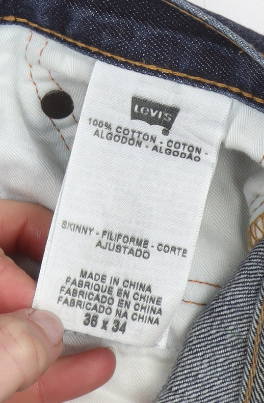 Levi's Men's Blue Skinny Jeans 35W x 34L Dark Denim