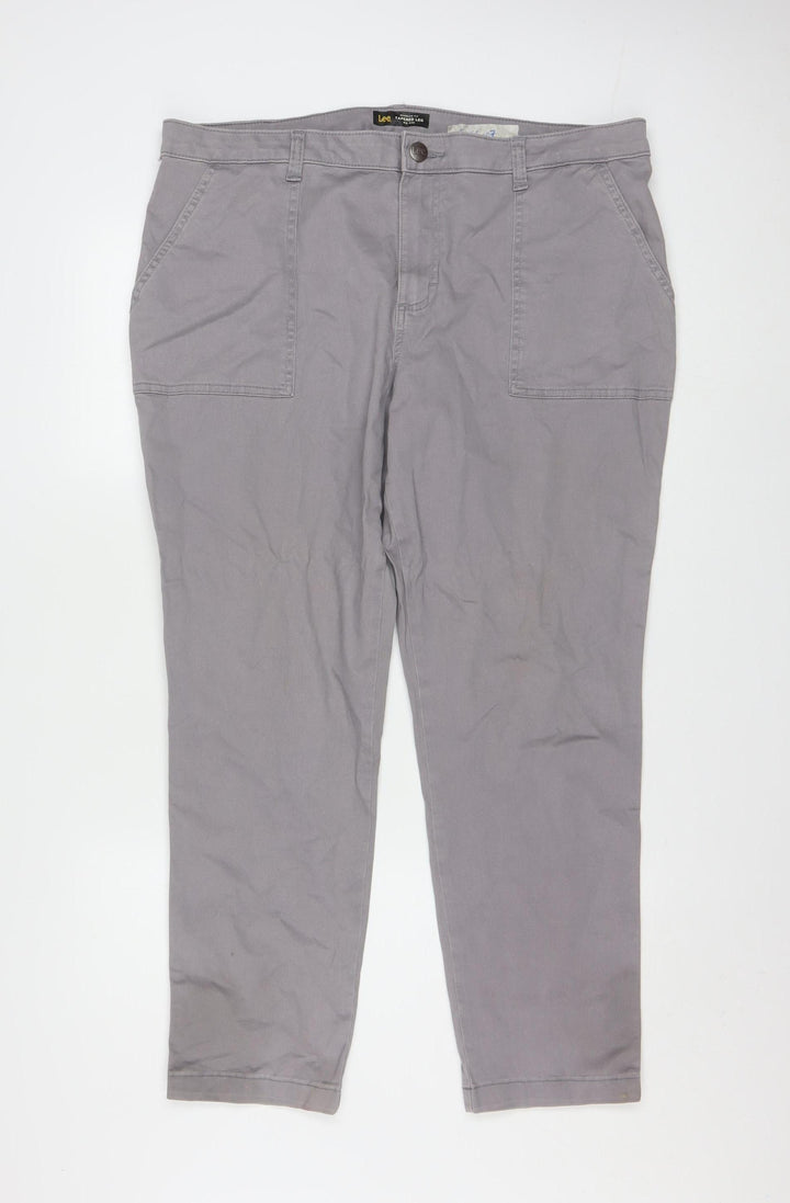 Lee Women’s Grey Chino Cotton Stretch Trousers Size 18 Medium