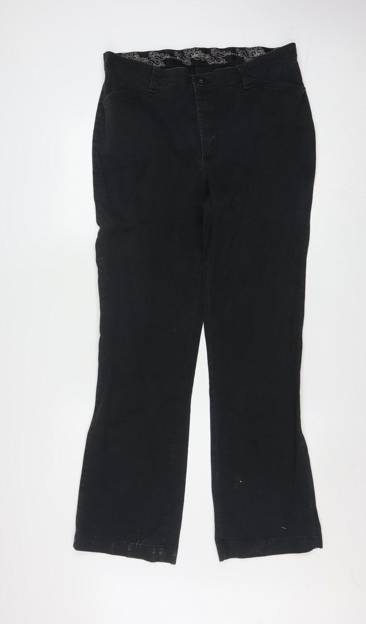Lee Women’s Black Comfort Waist Regular Fit Cotton Trousers Size 14