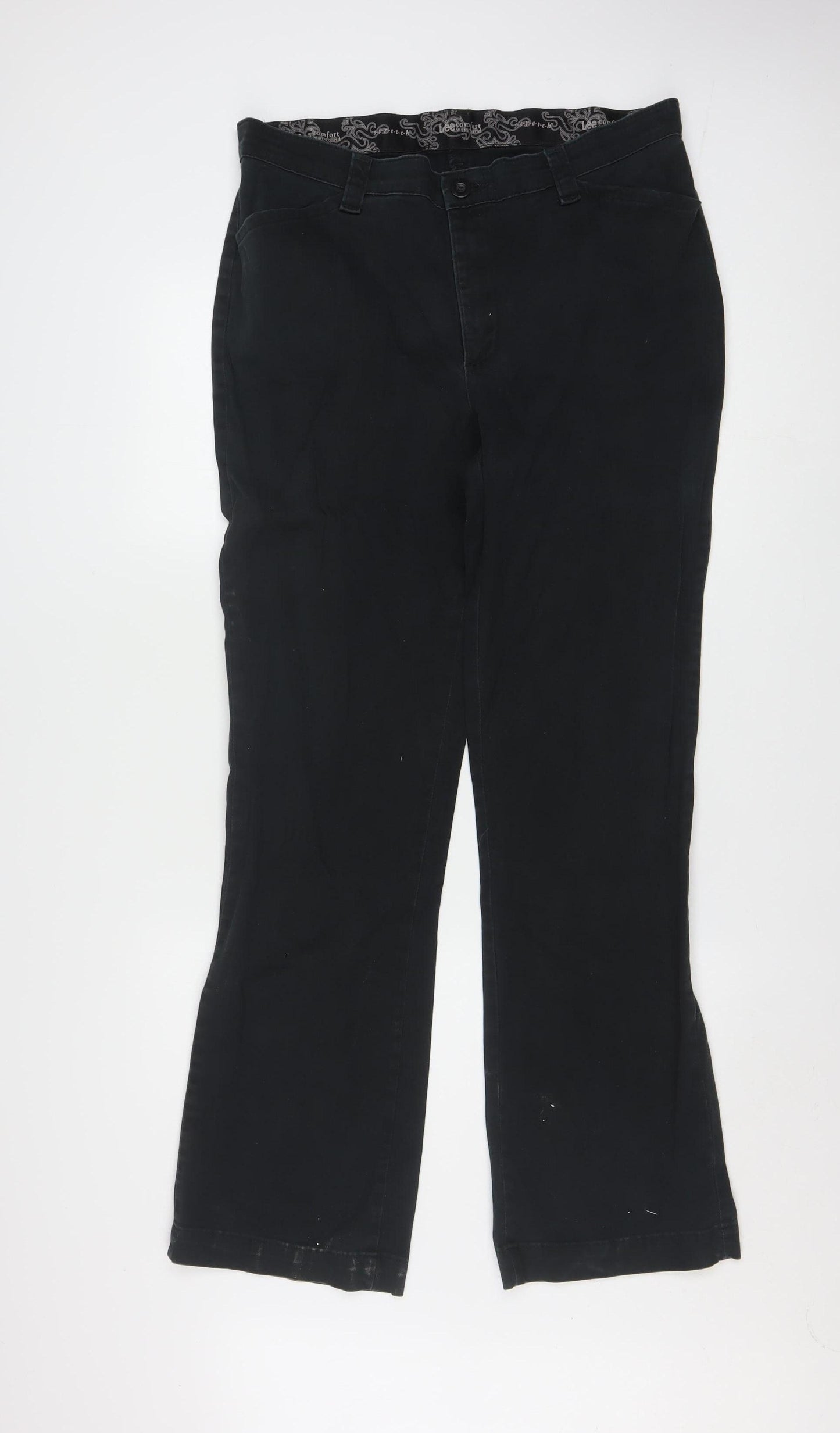 Lee Women’s Black Comfort Waist Regular Fit Cotton Trousers Size 14