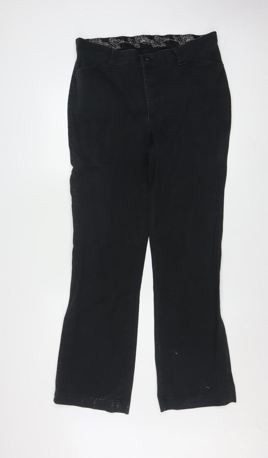 Lee Women’s Black Comfort Waist Regular Fit Cotton Trousers Size 14
