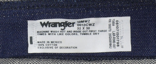 Wrangler Men's Blue 32x30 Straight Regular Fit Denim Jeans