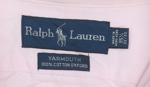 Ralph Lauren Men's Pink Cotton Oxford Button-Up Shirt 15.5 Classic Fit