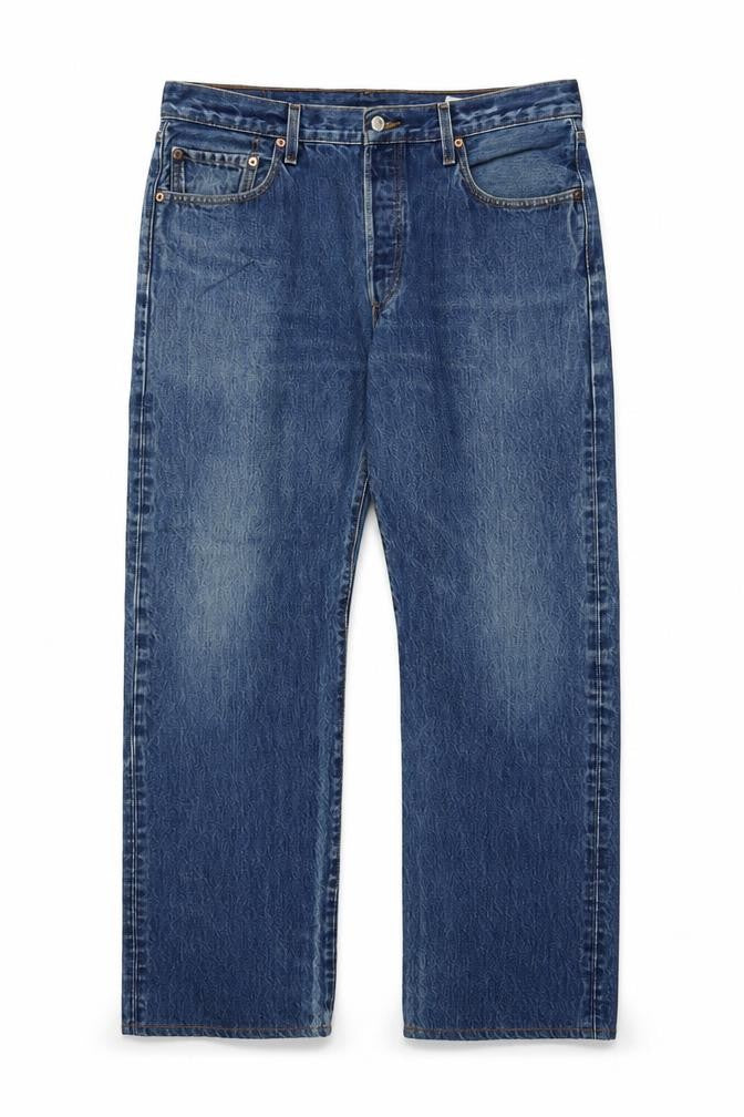Front view of Levi's Men's Blue 36x30 Straight Fit Denim Jeans