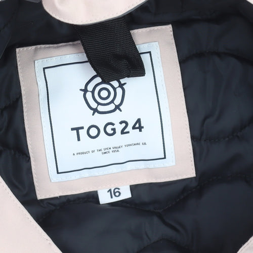 TOG24 Womens Beige Hooded Waterproof Parka Coat Size 16