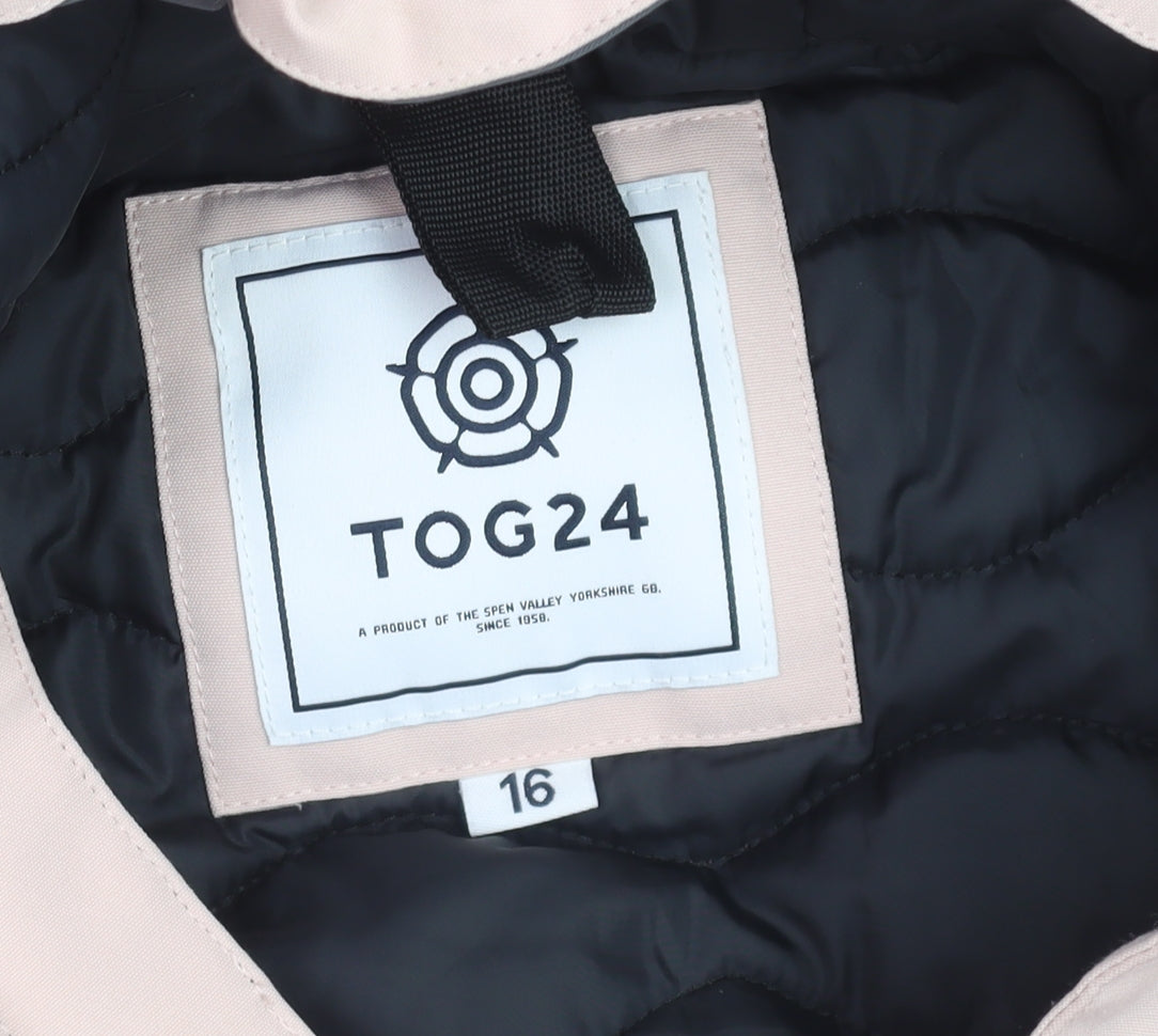 TOG24 Womens Beige Hooded Waterproof Parka Coat Size 16