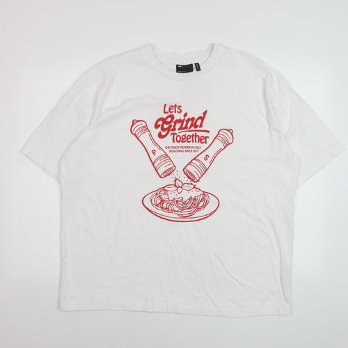 ASOS DESIGN Women White Size 10 Funny Graphic Cotton T-Shirt
