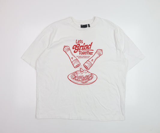 ASOS DESIGN Women White Size 10 Funny Graphic Cotton T-Shirt