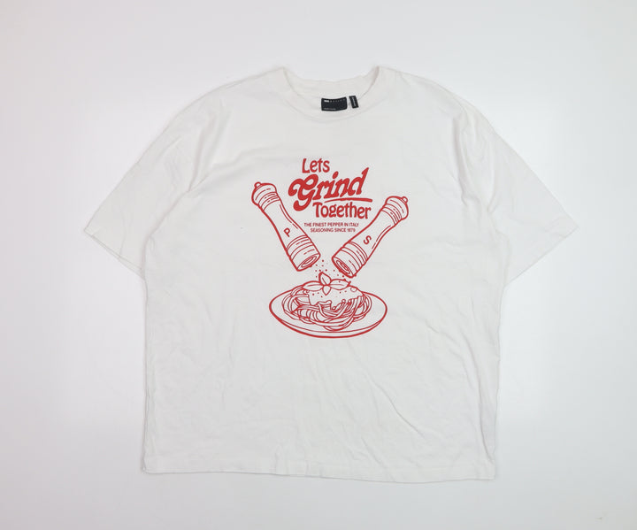 ASOS DESIGN Women White Size 10 Funny Graphic Cotton T-Shirt