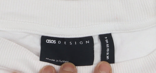 ASOS DESIGN Women White Size 10 Funny Graphic Cotton T-Shirt