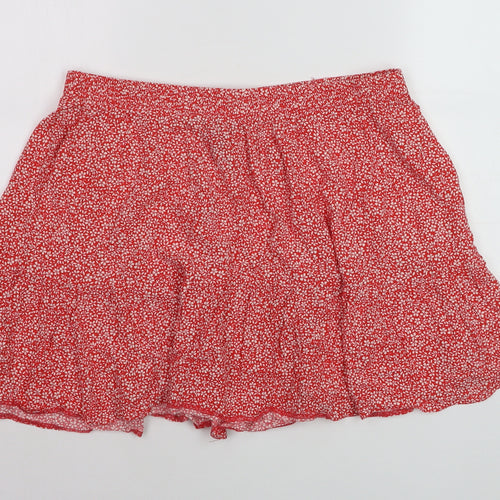 New Look Women Red Floral Flared Short Skirt Size 16
