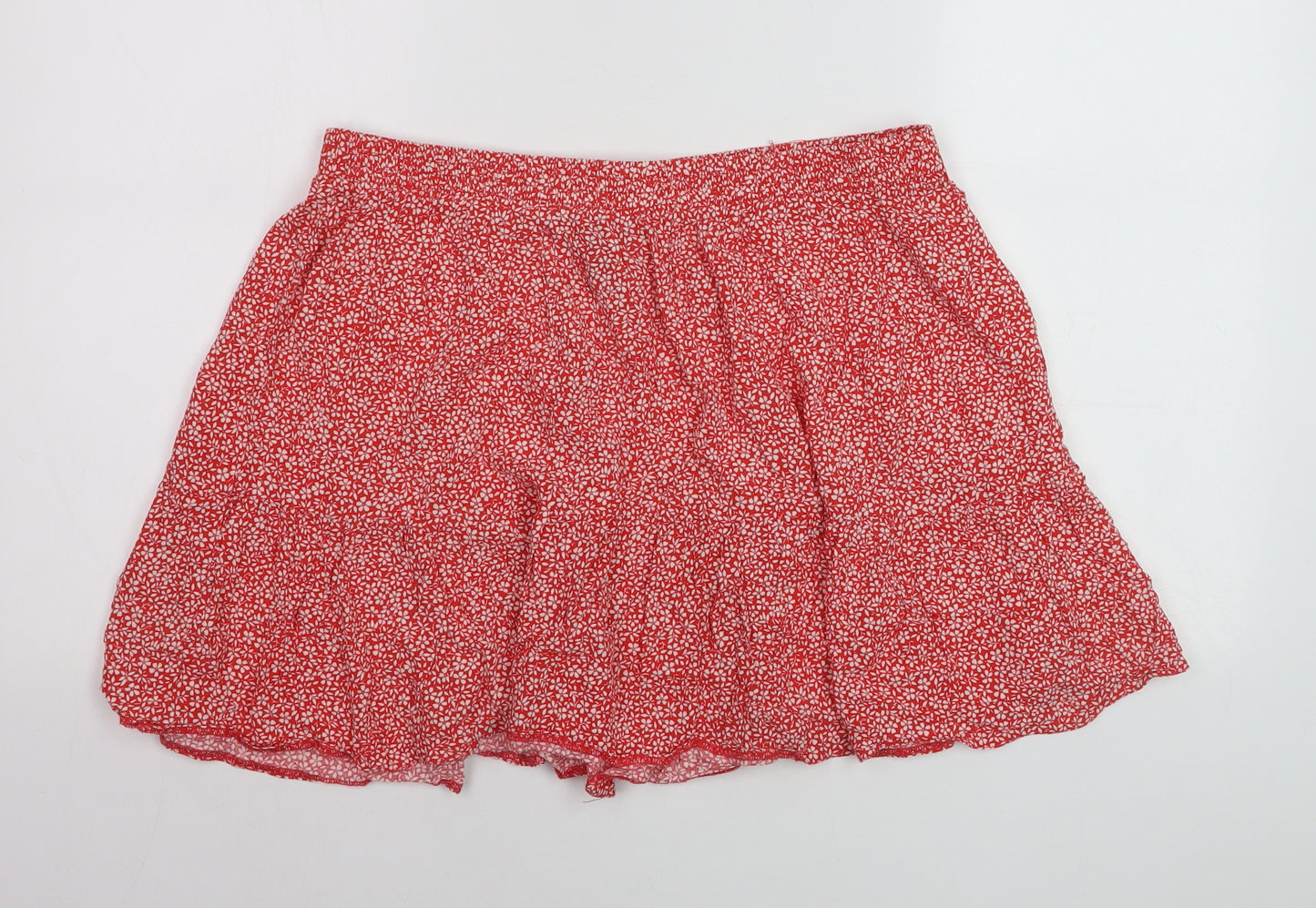 New Look Women Red Floral Flared Short Skirt Size 16