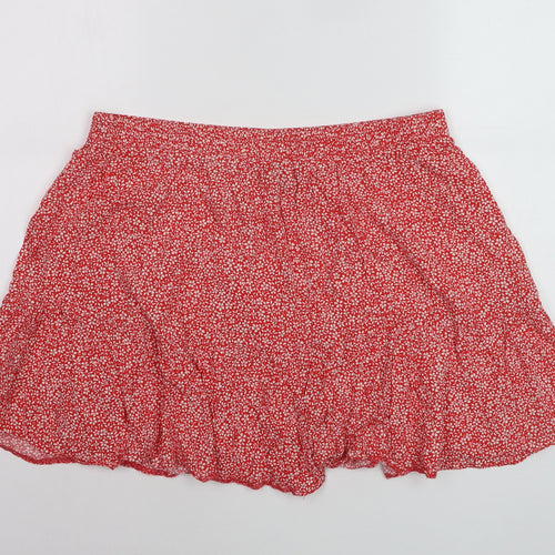 New Look Women Red Floral Flared Short Skirt Size 16