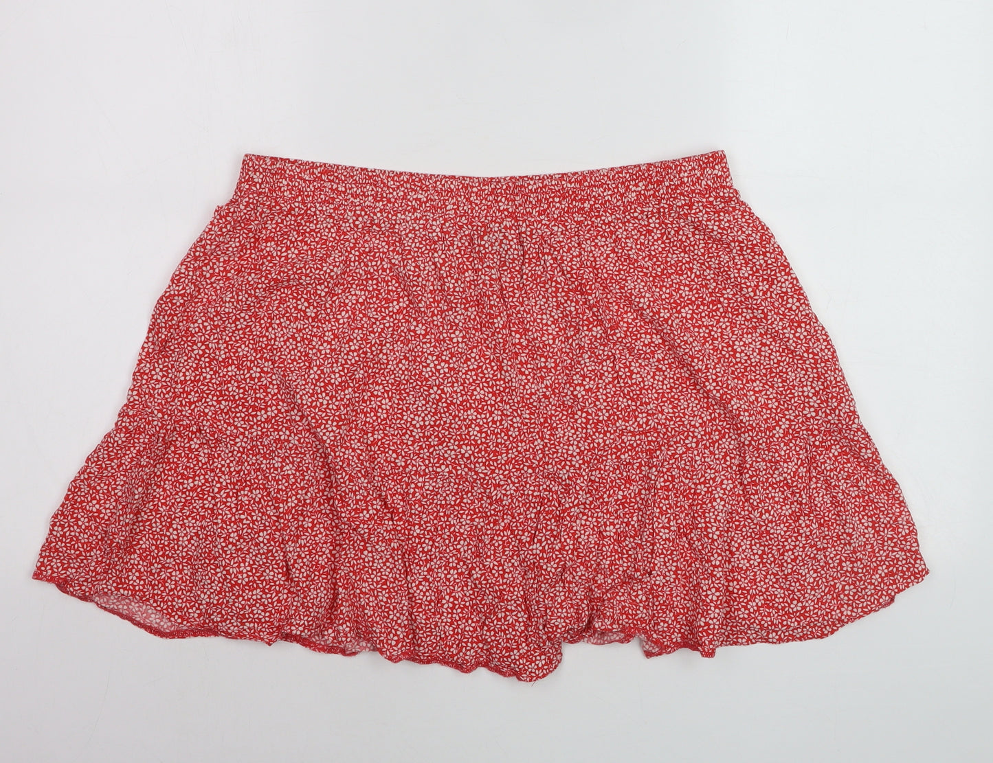 New Look Women Red Floral Flared Short Skirt Size 16