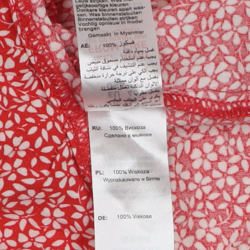New Look Women Red Floral Flared Short Skirt Size 16