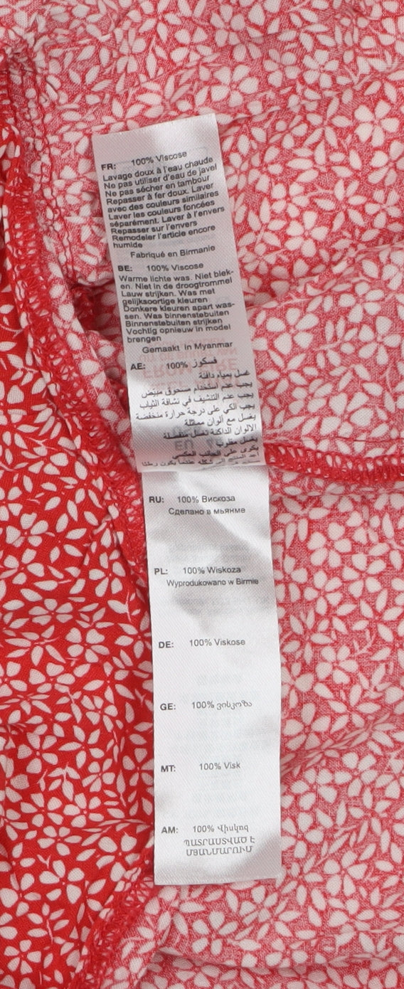 New Look Women Red Floral Flared Short Skirt Size 16