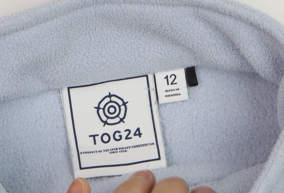 TOG24 Women Blue Fleece 1/2 Zip Pullover Sweatshirt Size 12