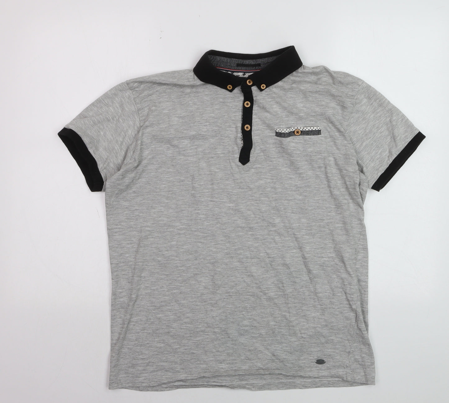 Inside Youth Mens Grey Polo Shirt Size L Short Sleeve Cotton