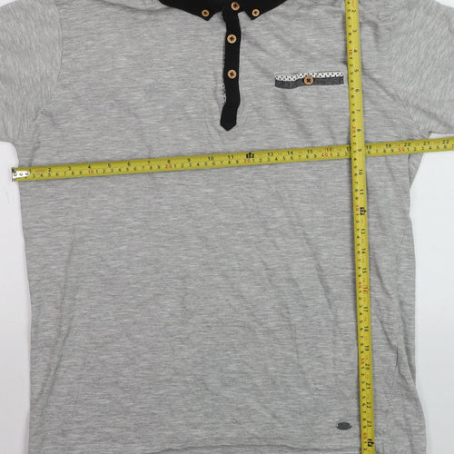 Inside Youth Mens Grey Polo Shirt Size L Short Sleeve Cotton