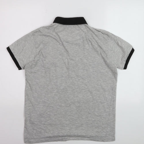 Inside Youth Mens Grey Polo Shirt Size L Short Sleeve Cotton