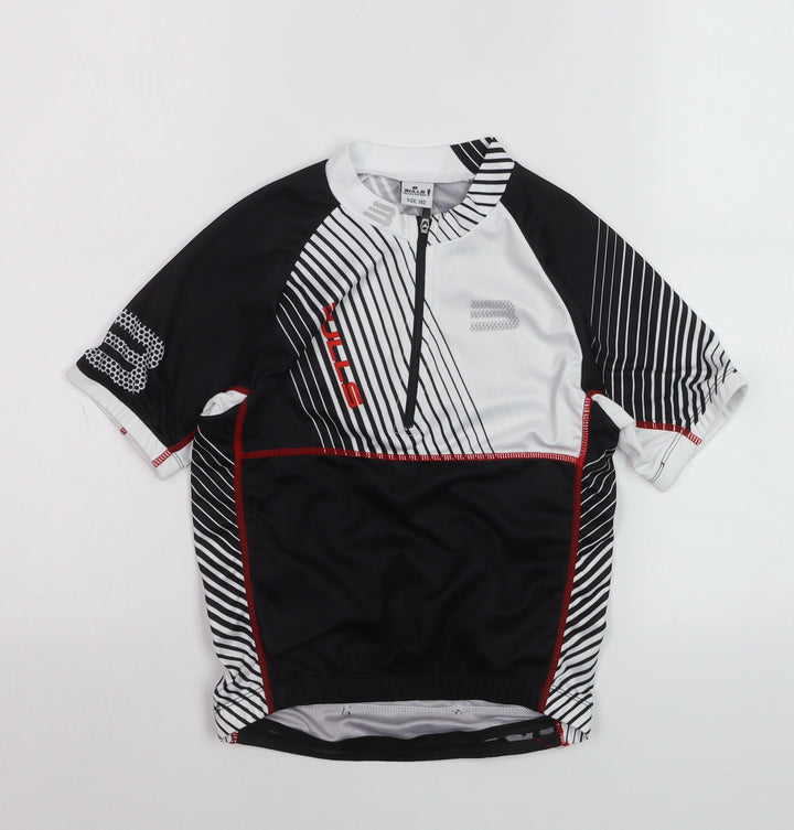 Bulls Boys Black Cycling Jersey 1/4 Zip Short Sleeve Size 140