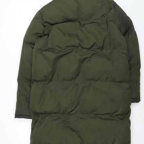 Brave Soul Women's Green Hooded Long Puffer Coat Size 12 Winter Warm