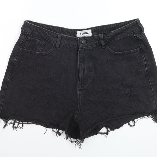 New Look Women's Black Denim High Rise Cut-Off Shorts Size 16