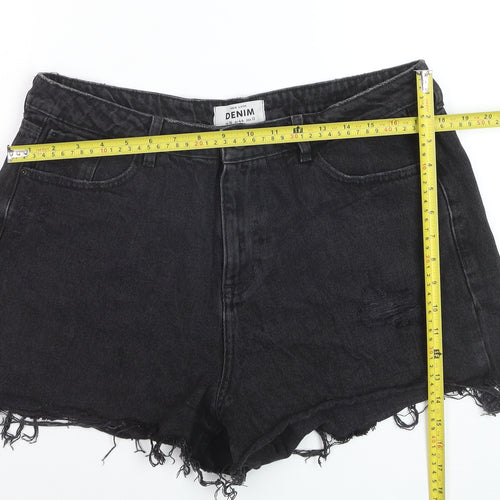 New Look Women's Black Denim High Rise Cut-Off Shorts Size 16