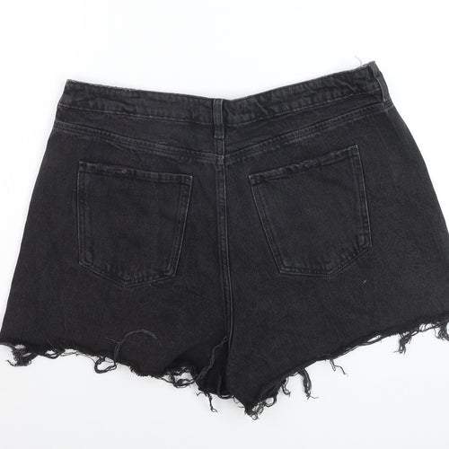 New Look Women's Black Denim High Rise Cut-Off Shorts Size 16